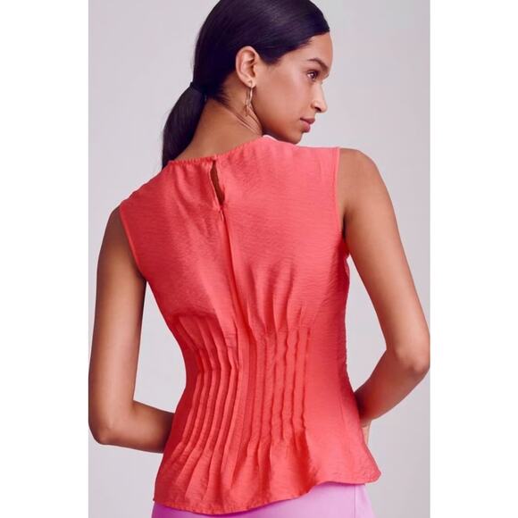 $88 Anthropologie Pink Della Pleated Top Size: S - Picture 2 of 5